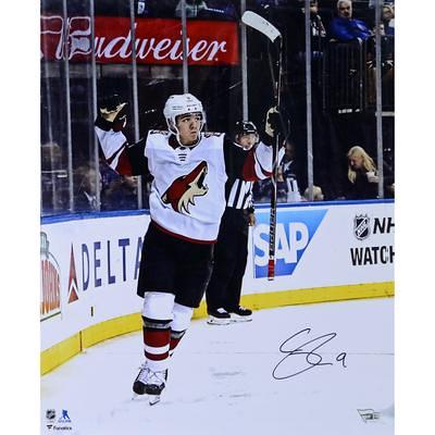 Clayton Keller Arizona Coyotes Fanatics Authentic Unsigned White Jersey Skating Photograph