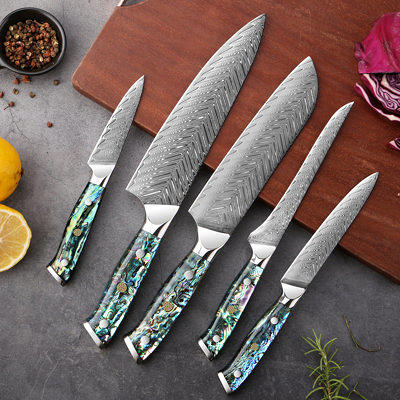 Japanese Damascus Kitchen Knife Set 