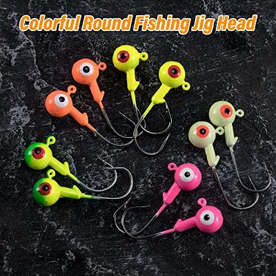 Alwonder 10 Pack Round Fishing Jig, Bass Ball Jigs 3D Eyes High Carbon  Steel Jig Hooks Bass Lures Jig Heads Freshwater Saltwater Surf Fishing Jigs  for Walleye Fluke Pompano, Green-3/8oz - Yahoo