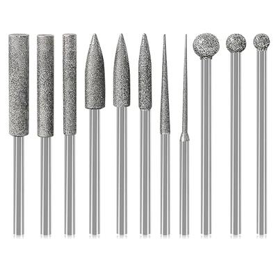 Stone Carving Set Diamond Burr Bits Compatible with Dremel, 46Grit 150Grit  24PCS Polishing Kits Rotary Tools Accessories with 1/8'' Shank for