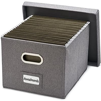 Huolewa Decorative File Storage Organizer Box with Lid, Portable
