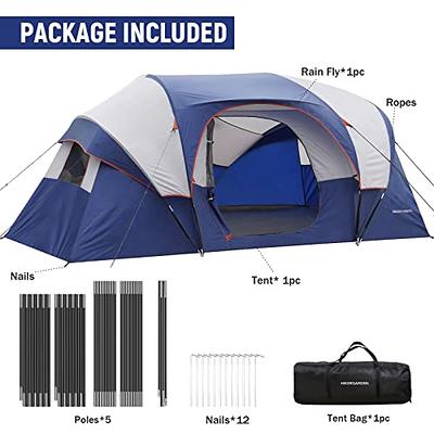 HIKERGARDEN 10 Person Camping Tent - Portable Large Family Tent