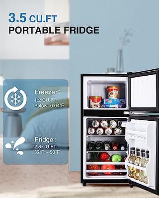 3.5cu.ft Compact Refrigerator, Krib Bling Fridge with Dual Door Small Refrigerator with Freezer, Black, Size: 16.7 in