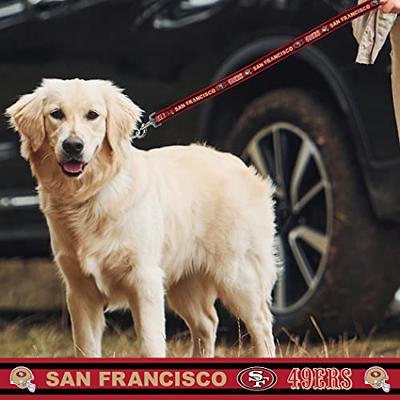 NFL San Francisco 49ers Pet Gift Box with 2 Licensed Dog Toys, 1 logo-engraved Natural Dog Treat, 1 NFL Jersey, 1 NFL Puppy Training Bells & 1 Car