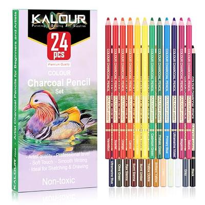 KALOUR Pro Pastel Chalk Colored Pencils,Set of 50 Colors,Color Charcoal Pencils for Drawing Sketching Coloring Shading,Art Supplies for Adults