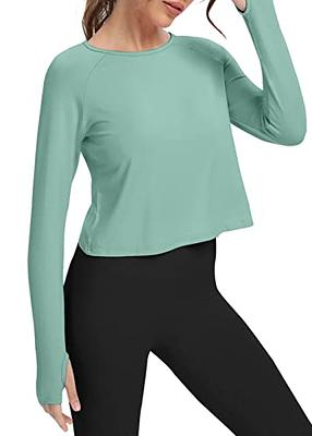 Bestisun Split Back Athletic Workout Long Sleeve Shirts Womens Exercise  Sports Clothes Sweatshirts Activewear Yoga Running Tops Gray Green S -  Yahoo Shopping