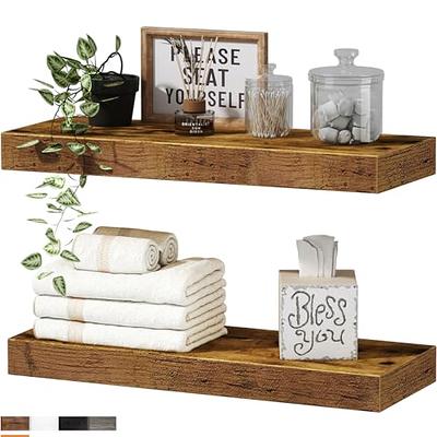 SODUKU Floating Shelves Wall Mounted Storage Shelves for Kitchen,  Bathroom,Set of 2 Brown