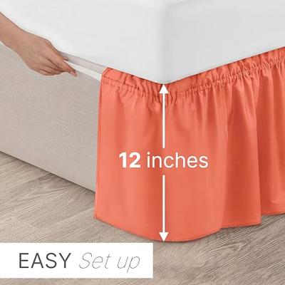 Easy Fit Wrap Around Solid Ruffled Bed Skirt, Queen/King, Spa