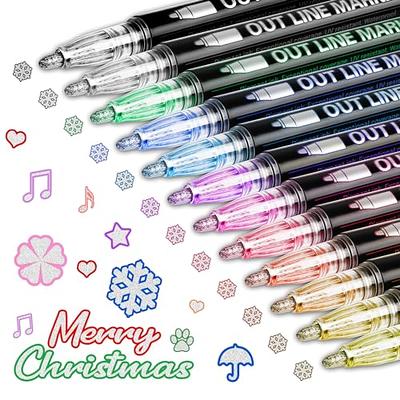  ARTISTRO Outline Markers, 16 Outline Pens, 5 Cards, Gold and  Silver Metallic Outline Markers, Double Line Outline Pens, Self-Outline  Metallic Markers. Perfect for Doodling, Drawing and Calligraphy : Arts,  Crafts 