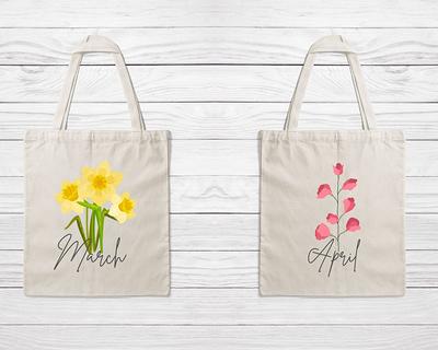 Wholesale | 1 pc | Birth Flower Tote Bag