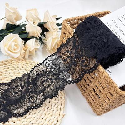  IDONGCAI Black Wide Elastic Lace Trim for Sewing Lace Ribbon  Lace Fabric by The Yard Stretch Lace Trim (Black, 6.2 inch×5 Yards) :  Everything Else