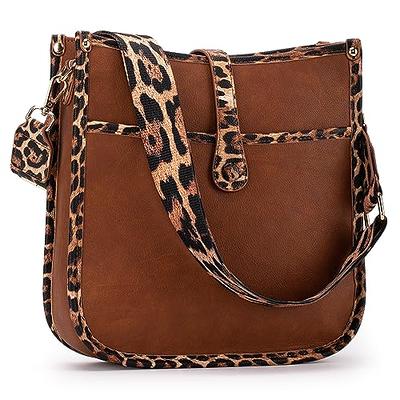 Women's leopard print bucket bag, one shoulder crossbody bag