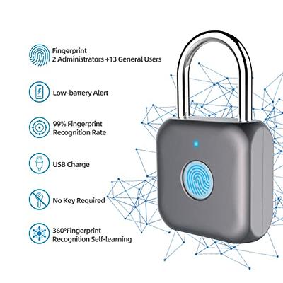 Fingerprint Padlock eLinkSmart Combination Lock - Keyless Locker Lock for School Locker Backpack Suitcase Luggage: Gray Metal Gym Padlock