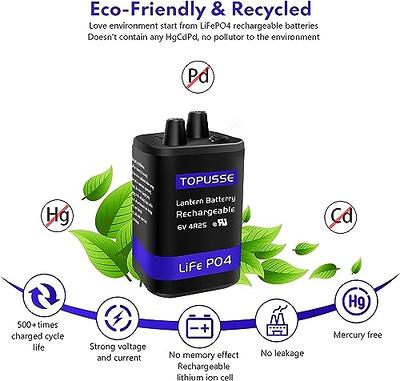 TOPUSSE Rechargeable 6 Volt 4.5AH LiFePO4 Lantern Battery 1500+ Cycles, 6V Batteries  Battery with BMS (Spring Terminals) - Yahoo Shopping