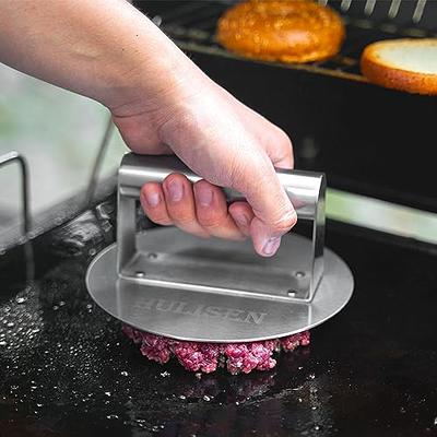 Burger Press Stainless Steel Meat Smasher for Grilling Tool Flat Top  Griddle