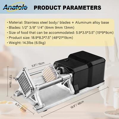 Anatole Commercial French Fry Cutter with 1/2'' 3/8'' 1/4'' 8-Wedge  Stainless Steel Blades Professional Potato Cutter Dicer Manual Vegetable  Chopper