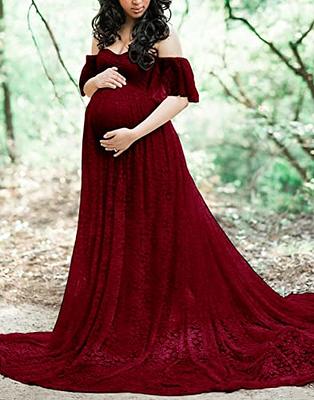 burgundy maternity dress