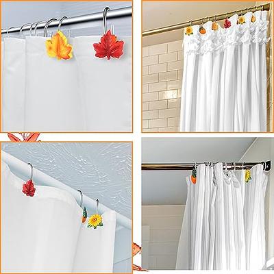 Uiifan 24 Pcs Thanksgiving Shower Curtain Hooks Fall Shower