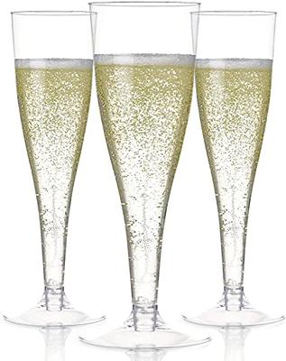 24pk Stemless Plastic Champagne Flutes - 9 Oz, Clear Plastic Wine Glasses, Shatterproof Mimosa Bar Supplies, Disposable Cocktail Glasses