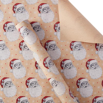 Santa Face Kraft Wrapping Paper, Traditional, Christmas, Brown