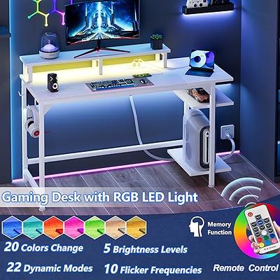 Bestier 47 inch LED Gaming Desk with Outlets & USB Ports Computer