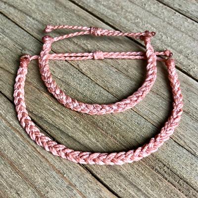 Adjustable Waxed Bracelet or Anklet, Braided Cord Bracelet, Family