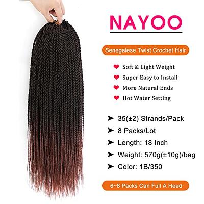 NAYOO Auburn Senegalese Twist Crochet Hair 18 Inch 8 Packs Braids