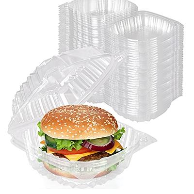 100 Pack Clear Plastic Square Hinged Food Container,Disposable