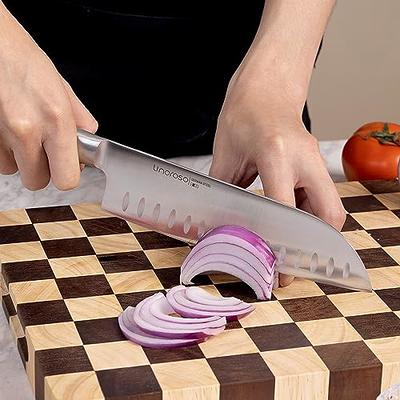 Knife Set Chef Santoku Utility Stainless Steel Full Tang Wood Handle  Slicing 3Pc