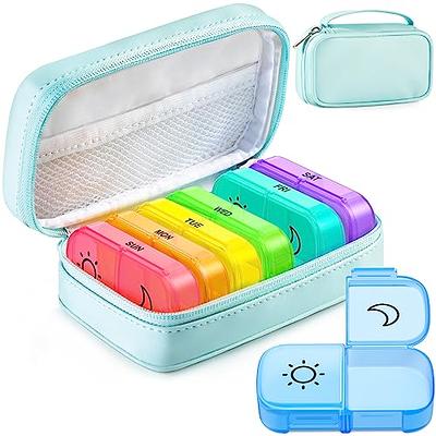 Cute Pill Organizer 3 Times a Day, Amoos PU Leather Pill Case for