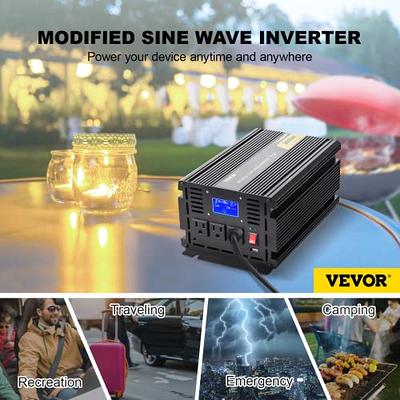 VEVOR Power Inverter 2000W Modified Sine Wave Inverter DC 12V to AC 120V  Car Converter with LCD Display Remote Controller LED Indicators AC Outlets
