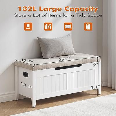 DINZI LVJ Storage Chest, Flip-Top Wooden Toy Box with 2 Safety Hinges,  Entryway Shoe Storage Bench, Sturdy Large Storage Trunk for Living Room