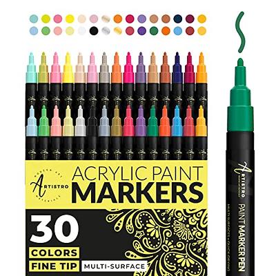 NEW FORMULA!) 30 Essential Acrylic Paint Pens Assorted Color Set