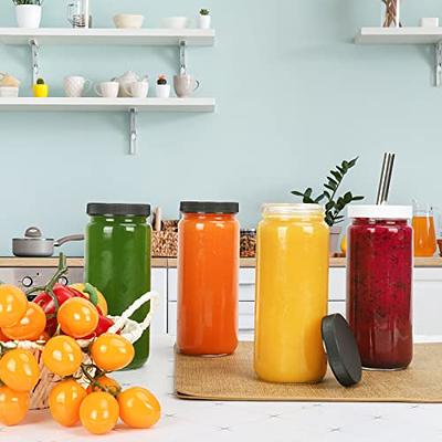 16oz Smoothies Juicing Cups Glass Mason Jars with Tin Lids Plastic