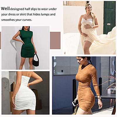 Womens Half Slip for Under Dresses Tummy Control Body Shaper Slim Seamless  Skirt 