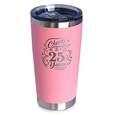 Cheers to 25 Years - Insulated Coffee Tumbler Cup with Sliding Lid - Stainless  Steel Insulated Mug - 25th Anniversary Gifts and Party Decor - Pink - Yahoo  Shopping