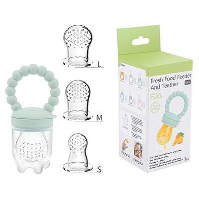 PandaEar Baby Fresh Fruit Food Feeder Nibbler Pacifier (3 Pack) |Training  Massaging Toy Teether| Food Grade Soft Safe BPA-Free Silicone Pouches