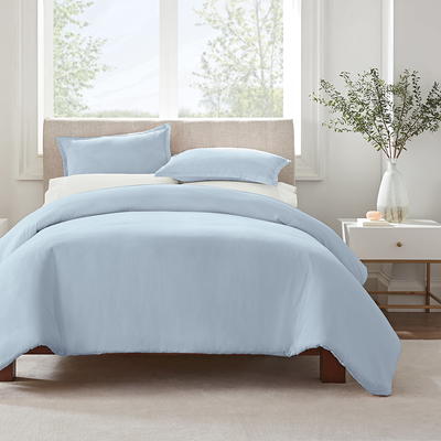 Serta SuperSoft Washed Solid to Print Cooling Comforter Set with Sheets