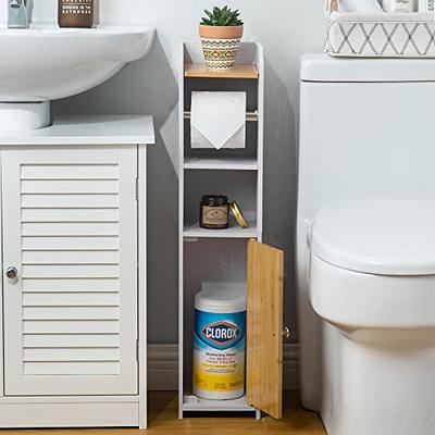 Floor Standing Cabinet Unit Bathroom Storage, Toilet Storage Cabinet for  Skinny Bathroom Storage Corner Floor, Slim Toilet Paper Storage Cabinet, No  Need Installation - Yahoo Shopping