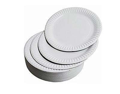 [300 Pack] Bulk Disposable White Uncoated Paper Plates 9 inch Large