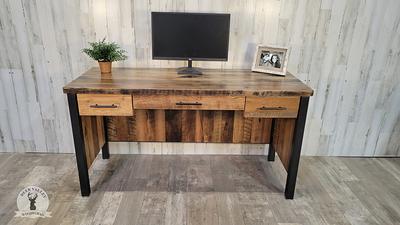 Reclaimed Wood Computer Desk, Rustic Corner Desk, Custom Barnwood