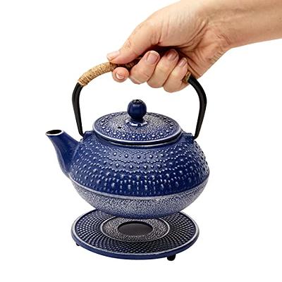 SAKI Large Porcelain Teapot, 48 Ounce Tea Pot with Infuser, Loose Leaf and  Blooming Tea Pot - Black