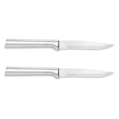 Rada Cutlery Serrated Steak Knife Set – Stainless Steel Knives With Brushed  Aluminum Handles, Set of 4 