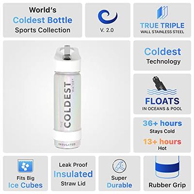 Coldest Sports Water Bottle - Straw Lid Bottle with Handle Leak Proof,  Vacuum Insulated Stainless Steel, Double Walled, Thermo Mug, Metal | Cosmic  Ice