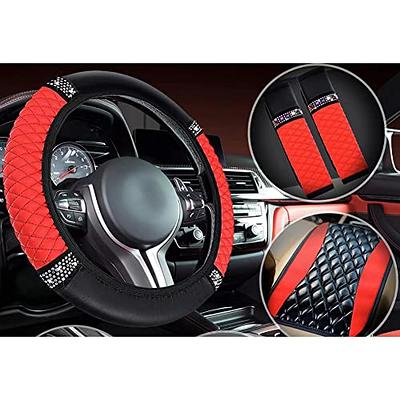 17 Pcs Bling Car Accessories Set for Women, Seat Covers Leather Steering  Wheel Cover, Seat Belt Shoulder Pad Armrest Cup Holders Covers, Full  Crystal