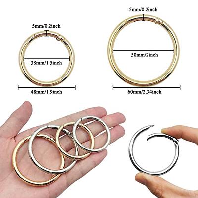  10Pcs Trigger Metal Spring O Rings Heavy Duty Round Carabiner  Clip Keychain Spring Snap Hook Buckle Jump Ring Clasp for Bag Purse Handbag  Craft Making Key Chain Keyrings - Silver 