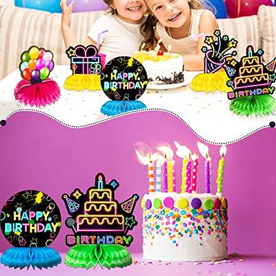 9 Pcs Glow Party Birthday Centerpieces Neon Birthday Decorations Honeycomb  Neon Glow Party Supplies Decorations LED Birthday Table Decorations Glow in