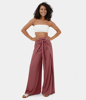 Halara High Waisted Side Pocket Wide Leg Solid Palazzo Casual Pants Cotton  Pants