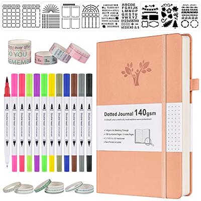feela Dotted Journal Kit, Dot Grid Journal Hardcover Planner Notebook Set  For Beginners Women Girls Note Taking with Journaling Supplies Stencils  Stickers Pens Accessories, A5, 224 Pages, Apple Green : : Office