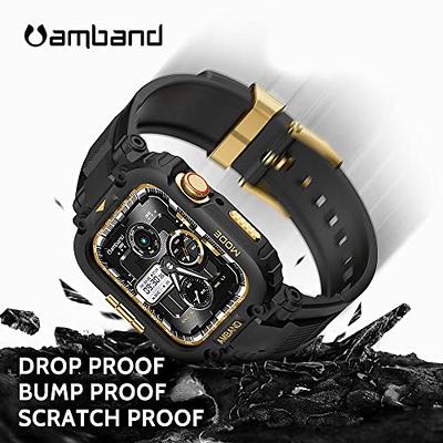  amBand Compatible with Apple Watch Band 45mm 44mm 42mm with  Bumper Case, Rugged Men Bands for iWatch SE SE 2 Series 9 8 7 6 5 4 3 2 1,  Sport